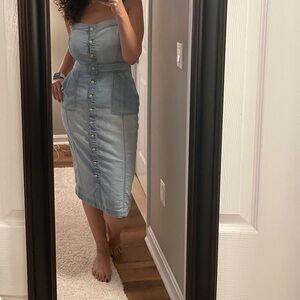 Guess Light Blue Denim Midi Dress